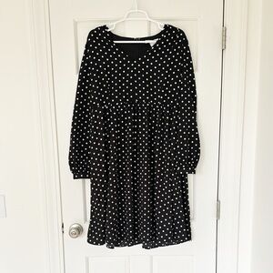 NWT GLAMOROUS BLOOM dress size 8 black white polka dots longsleeve